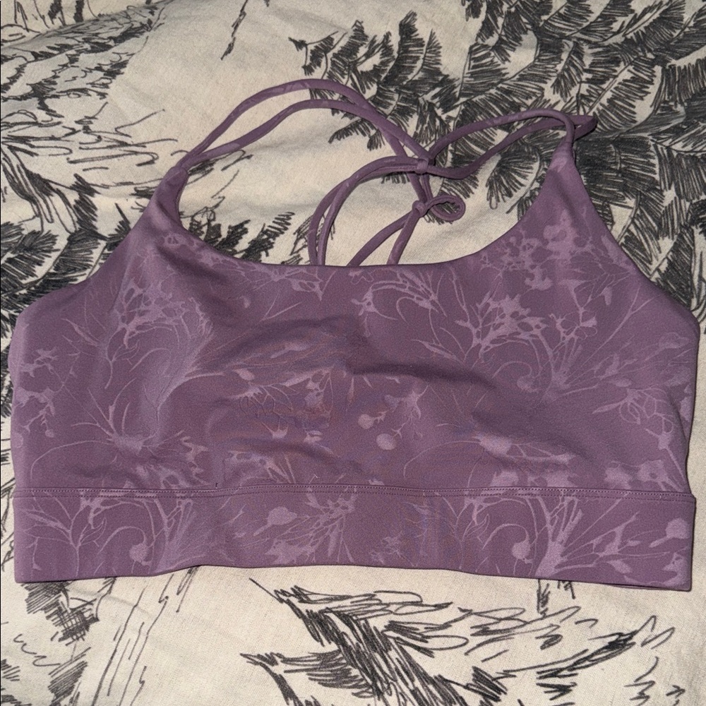 ZYIA Lavender Purple Floral Strappy Sports Bra